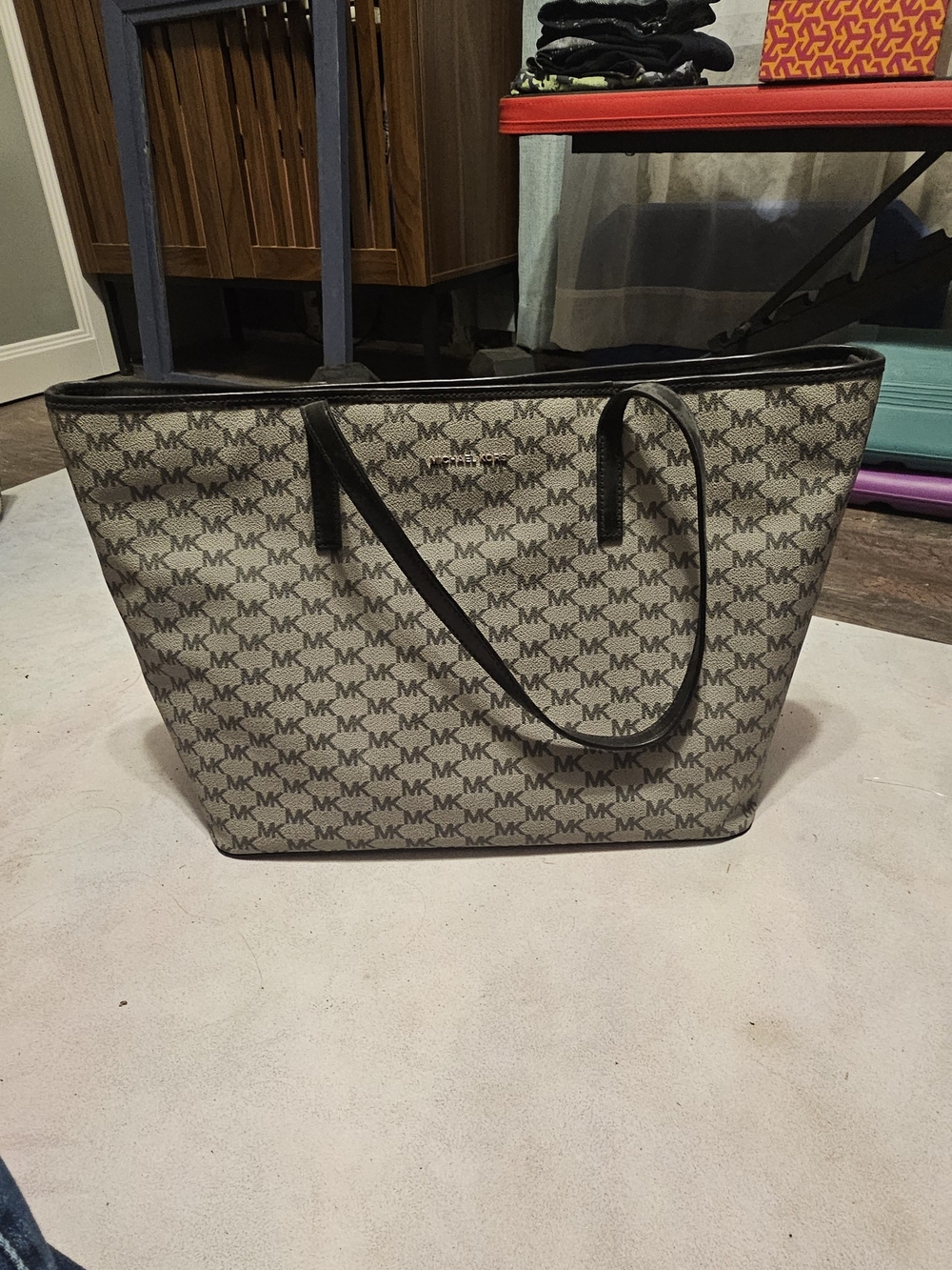 Michael Kors Grey Logo Tote Bag with Black Trim